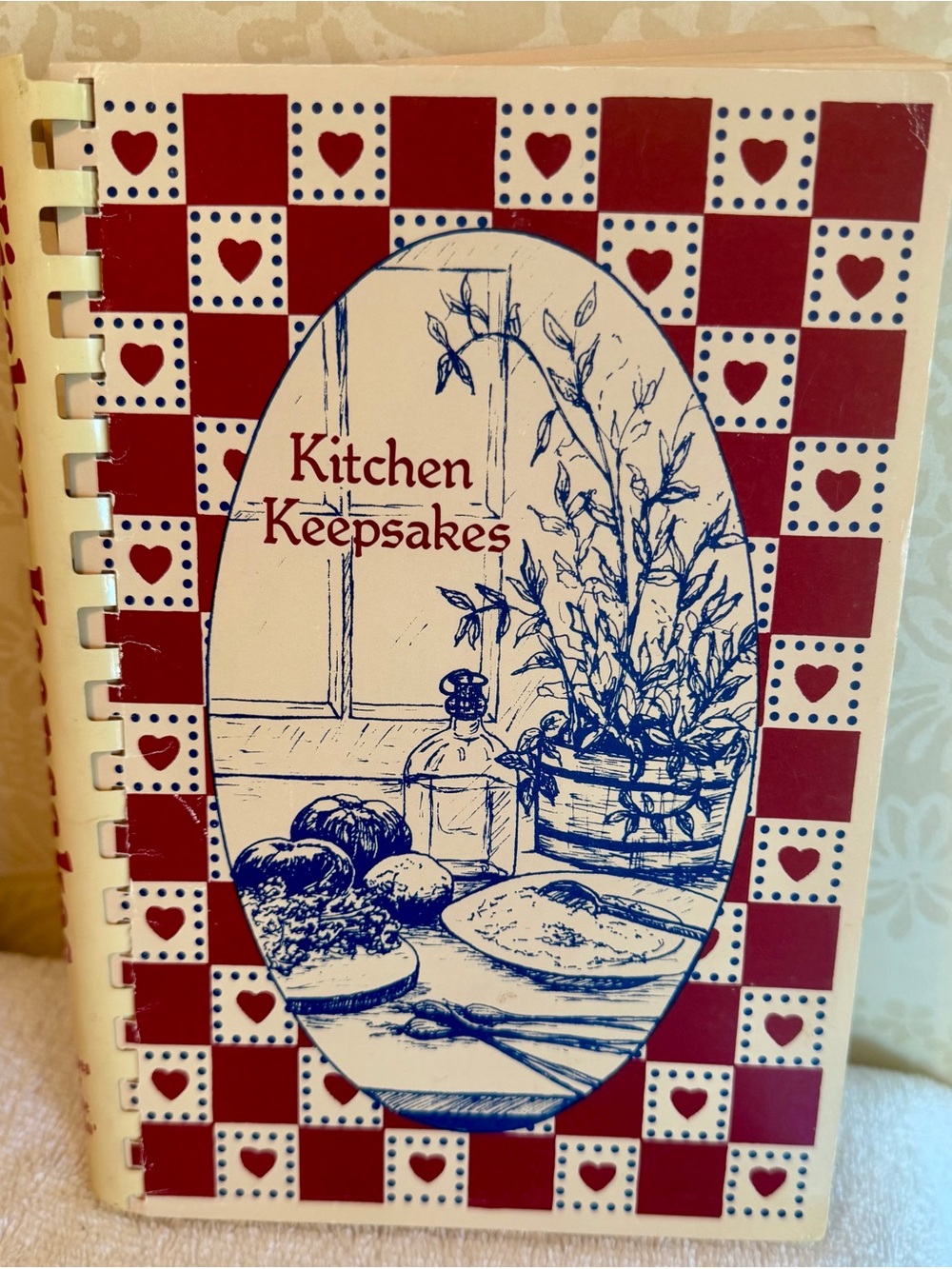 Vintage 1987 Kitchen Keepsakes Cookbook – Recipes for Home Cookin’ –Spiral Bound